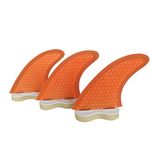 TOPWAYS Fiberglass Reinforced + Honeycomb Surfboard Fins (3), Tri/Thruster Fins Set FCS G5 G7 Style Fins (Orange, G7)