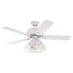 72209 Barnett 122 cm White Indoor Ceiling Fan, Dimmable LED Light Kit with Cage Shade, Remote Control Included