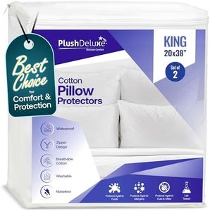 Premium Waterproof Pillow Protectors - King Size 20''x38'' Set of 2 - Zippered Pillow Cover Made with Soft Terry Cotton Fabric - Hypoallergenic and Dust Proof
