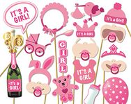 CCINEE 18 Pieces Kits Party Photo Booth Props,Baby Shower Girl Photo Props