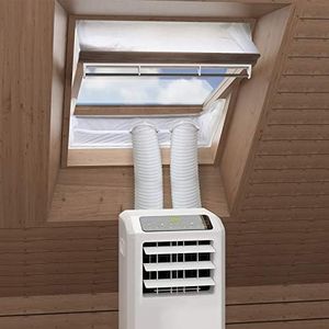 HOOMEE Fensterabdichtung für Mobile Klimageräte Dachfenster, Hot Air Stop zum Anbringen an Schwingfenster, Fensterabdichtung Klimaanlage für max. 550 cm Fensterumfang, Fensterkitt Set 2x270cm