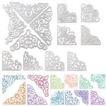 URROMA 12 PCS Lace Corner Metal Cutting Dies, Hollow Embossing Stencils Metal Die Cuts Rose Flower Butterfly Cutting Dies for Scrapbook Card Making Album Stamp DIY Decor