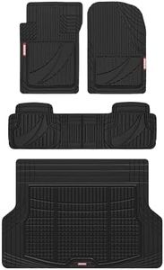 Motor Trend FlexTough Advanced Black Rubber Floor Mats with Cargo Liner Full Set - Front & Rear Combo Trim to Fit for Cars Van SUV, All Weather