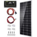 Topsolar Solar Panel Kit 100 Watt 12 Volt Monocrystalline Off Grid System for Homes RV Boat + 30A 12V/24V LCD PWM Solar Charge Controller + 16ft Solar Cables with Connector + Z-Brackets for Mounting