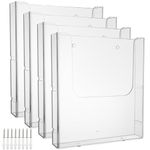 VIDETOL 4 Pack A4 Wall Mounted Document Holder, A4 Portrait Wall Mountable Menu Leaflet Holder, Clear Literature Holder, 41x22.5x25.1cm