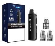 X4 Refillable Kit by Hayati - Nicotine Free, Integrated 1300mAh Battery, Intelligent Display, 2ml Capacity, Compatible with Ninja Vapes - includes refillable pods - No Nicotine (Stormy Black)