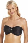 Camille Womens Multiway Strapless Bra - Non Padded & Underwired with Removable Matching & Clear Straps - Cross Back, Strapless, Halter or One Strap Black 34DD