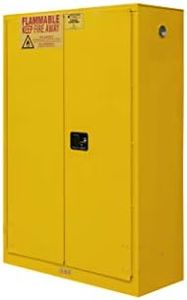 Durham FM Approved 1045M-50 Welded 16 Gauge Steel Flammable Safety Manual Door Cabinet, 2 Shelves, 45 gallons Capacity, 18" Length x 43" Width x 65" Height, Yellow Powder Coat Finish
