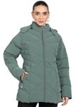 ELLIPSE Nylon Full-Sleeve Winter Jacket With Detachable Hood For Girls & Women | Color - Silver Pin | Size - L