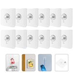 flintronic 12PCS Picture Hooks, Self-Adhesive Sticky Hooks for Hanging Pictures, Adhesive Hooks Without Nails Heavy Duty for Living Room, Bedroom, Bathroom, Picture Hangers for Glass, Frames, Mirrors
