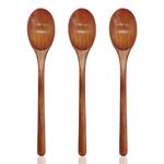 Long Handle Wooden Spoons, 9.25'' Wooden Mixing Spoons Soup Spoon Wood Table Spoons Small Wooden Cooking Spoons for Baking, Stirring (3pcs)