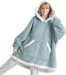 Bedsure Blanket Hoodie - Sherpa Wearable Blanket with Zipper as Gifts for Mom Women Girlfriend, Winter Cozy Blanket Jacket, Light Green