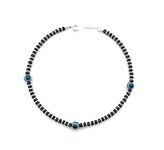 KUKSHYA JEWELLERS 92.5 Exclusive 3 Evil Eye Nazariya Payal (Anklet) with Black & Silver Beads (Crystal) in 92.5 Sterling Silver for Girls and Women - 1 Piece (3 EVIL EYE PAYAL)