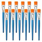 GACDR 1 inch Flat Paint Brushes for Acrylic Painting,12 Pieces Large Synthetic Paint Brushes Bulk with Wooden Handle for Acrylic, Watercolor, Oil, Crafts, Face Body Art