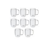 ZWILLING Sorrento Plus 8 Piece Insulated Double-Wall Glass Espresso Mug Set - Double Shot, 134mL, Clear, 39500-127