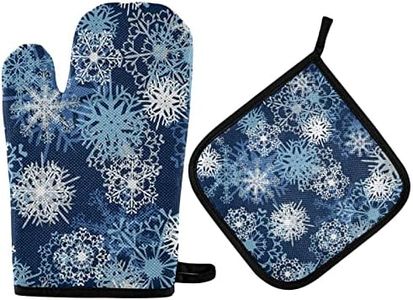 Aflyko Easter Spring Oven Mitt Pot Holder Gift Set Bunny Succulent Corn Easter Egg Heat Resistant Cooking Glove Kitchen Potholder for Grilling BBQ Bake Festive Gift