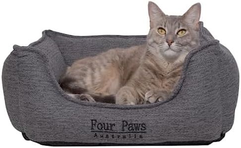 Four Paws Australia Small Dog Bed - CertiPUR-US® Certified Memory Foam, Plush Faux Fur and Jacquard Fabric with Anti-Slip Bottom, Easy-to-Clean Removable Cover