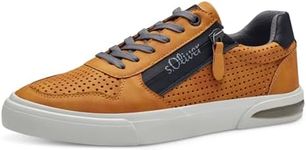 s.Oliver Mens Flat Lace Up Zipper Sneakers, Corn, 10.5 AU