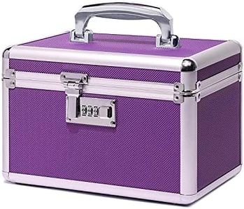 HEWEI WORKS Locking Medicine Box with Portable Storage Case, 10.2''x 6.8''x 6.8'', Childproof Medication Lock Organizer, Lockable Box for Money, Documents & Meds (Purple/Small)