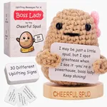 Boss Lady Gifts for Women - Cute Positive Potato with 30 Uplifting Signs for Strong Female Bosses - Appreciation Gift for Woman Boss - Boss Lady Christmas Gifts - Crochet Boss Gifts for Women