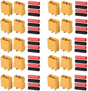 AUTOUTLET 10 Pairs XT90 XT-90 Male Female Bullet Connectors Power Plugs with 20Paris Heat Shrink Tube for RC Lipo Battery/Car/Boat