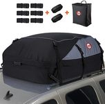 Sailnovo Car Roof Bag, 20 Cubic Feet Large Roofing Cargo Carrier Bags Waterproof Soft Rooftop Luggage Storage Box for Any Cars with Roof Rack/Rails/Bars, Black