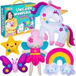 CRAFTSBEE Beginner Sewing Kit for Girls Ages 7+ - 5 DIY Unicorn Felt Stuffed Animals and Plus Pillow Craft, Educational Learn to Sew Unicorn Kit