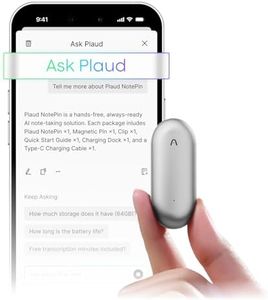 AI Voice Recorder, PLAUD NotePin Voice Recorder, App Control, AI Notetaker, AI Transcribe & Summarize, Support 112 Languages, 64GB Memory, Audio Recorder for Lectures, Meetings, Lunar Silver