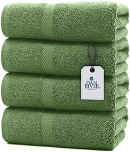 DAN RIVER 100% Luxurious Cotton Bath Towels Set - Premium Quality Pack of 4 - Ultimate Comfort and Absorbency for Bathroom, Home & Spa (27x54 in) – Sage Green