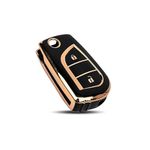 CLOUDSALE ; Your Store. Your Place TPU Car Key Cover Compatible with Toyota Corolla Altis/Innova Crysta (Gold Black)