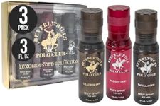 Beverly Hills Polo Club Mens Body Spray Gift Set - 3pc Collection of Oud Fragrances (Vanilla, Leather & Woody) in Sleek 3oz Bottles - Long-Lasting BHPC Cologne Body Sprays for Men