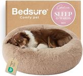 Bedsure Calming Dog Bed for Large Dogs - Donut Washable Large Pet Bed, 36 inches Round Fluffy Plush Faux Fur Dog Bed, Fits up to 80 lbs Pets, Camel
