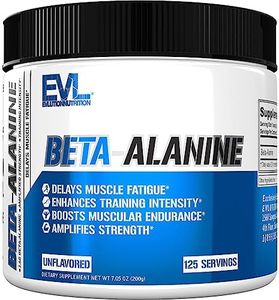 Evlution Nutrition Beta-Alanine - Supports Muscle Endurance, Intense Training & Strength - 1.6g Pure Beta-Alanine Per Serving - Recovery - Dietary Supplement - Unflavored Powder - 125 Servings
