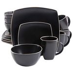 Gibson Overseas Inc. Home 102261.16RM Soho Lounge Square 16Piece Dinnerware Set Service of 4,Stoneware,Black Matte,Dinnware