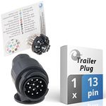 valonic 13 pin trailer plug - 13-pin, black - incl. wiring template - 13 pin trailer connector for caravan,