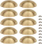 Yetaha 10pcs Cabinet Cup Pull Handle, 82x35mm Drawer Shell Pull Handles, Vintage Antique Kitchen Cupboard Pulls Furniture Knob with Screws Suitable for Handware Drawer Dresser Door, Brass