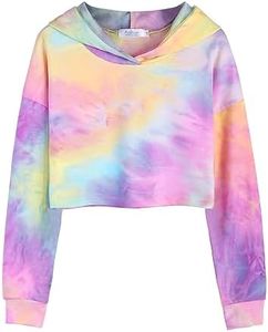 Arshiner Girls Crop Tops Tie-Dye Hoodies Kids Long Sleeve Pullover Sweatshirts Girls Tie Dye Sweatshirt Crop Tops For Teens