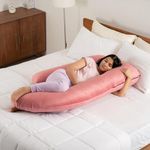 Wakefit Pregnancy Pillow for Pregnant Women | 3 Month Warranty | Maternity Pillow, Pregnancy Gifts for Women, Maternity Pillows for Pregnancy Sleeping, Diwali Gifts, Velvet Cover, G-Shape (Pink)