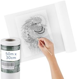 WINTEX Rollo de Papel Calco 50 m x 30 cm- Papel para Patrones de Costura 50g/m² - Papel de Calco Dibujo Bocetos Manualidades Patronaje Dibujo Tecnico - Rollo Papel Calco para Tela