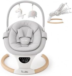 TimChic Baby Swing for Infants, Portable Electric Swing with Auto-Rocking Detection, 5 Speeds, 3 Heights, Remote Control, for Newborn to 9 Months (Gray)