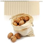 com-four® 12x cotton fabric bags with drawstring - reusable fabric bag with drawstring - unprinted, ideal for painting - OEKO-TEX® Standard 100 (12 pieces - 19.5x14.5cm)