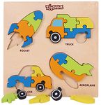 Toyshine 4 in 1 Wooden Pick and Fix Vehicle Puzzle Toy, Wooden Puzzle with Thick Wooden Slab - Vehicle