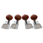 Musiclily 2R2L Sealed Ukulele Tuners Tuning Pegs Keys Machine Heads Set,Chrome with Red Pearl Button