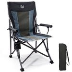 TIMBER RIDGE Folding Camping Chair for Adults Heavy Duty, 150kg High Back Foldable Chair with Hard Armrest Portable for Festival Outdoor Camping Fishing Garden Hiking, Black