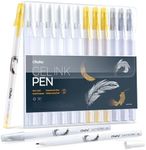 Ohuhu Gold Silver White Gel Pens: 12 Pack Extra Fine Point Pens Opaque Gel Ink Pens Smooth White Ink Pens for Highlight Black Paper Art Drawing Sketching Illustration Card Making, Bullet Journaling