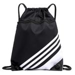 Drawstring Backpack Bag Water Resistant Gym String Sackpack with Zipper, Gym Sports Bag for Women Men, Lightweight and Large Capacity Cinch Backpack for Outdoor Travel Hiking