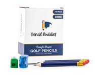 Triangular Golf Pencils With Erasers for Kids (72 Pack) - Pre Sharpened Short Pencils For Kindergarten, Primary School, Toddlers, or Preschool Learning, Small Pencils with Sharpeners (Navy Blue)