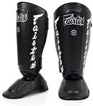 Fairtex SP7 Twister Removable Shin Guards for Boxing, Muay Thai and MMA, Men, black - black, Large