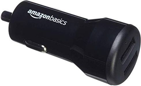 Amazon Basics Caricabatterie per auto a 2 porte USB, per dispositivi Apple e Android - 4,8 A/24 W - Nero