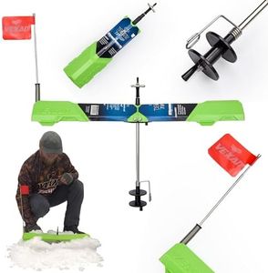 Vexan Ice Fishing Tip Up – High Visibility Green with Reflective Strike Indicator Flag - 18" Max Span - Tangle-Free Storage, Rapid Deployment, Compact & Durable for Winter Fishing